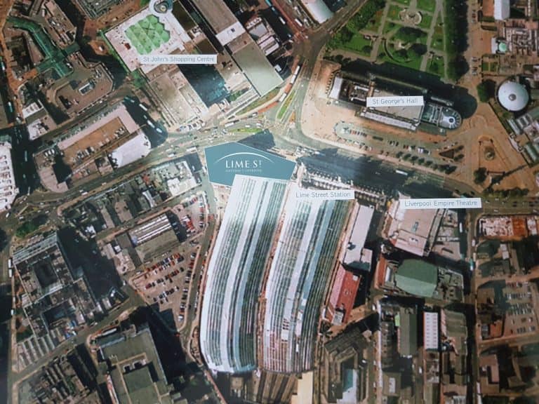 Lime Street Station: aerial view of pre-scheme context